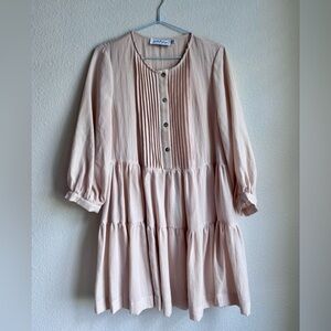 Petal & Pup Blush Long Sleeve Dress- pale pink color